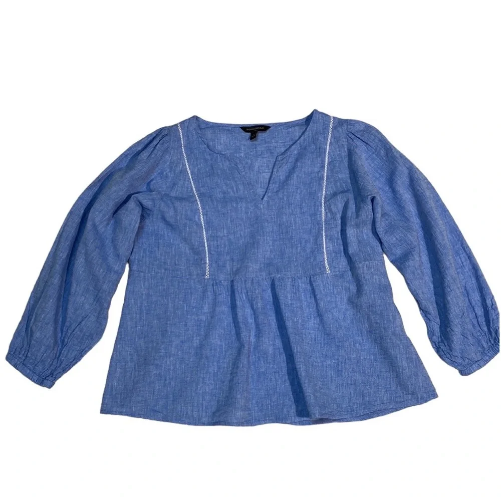 Banana Republic Peplum Boho Peasant Pullover Top Size Medium - Picture 4 of 9